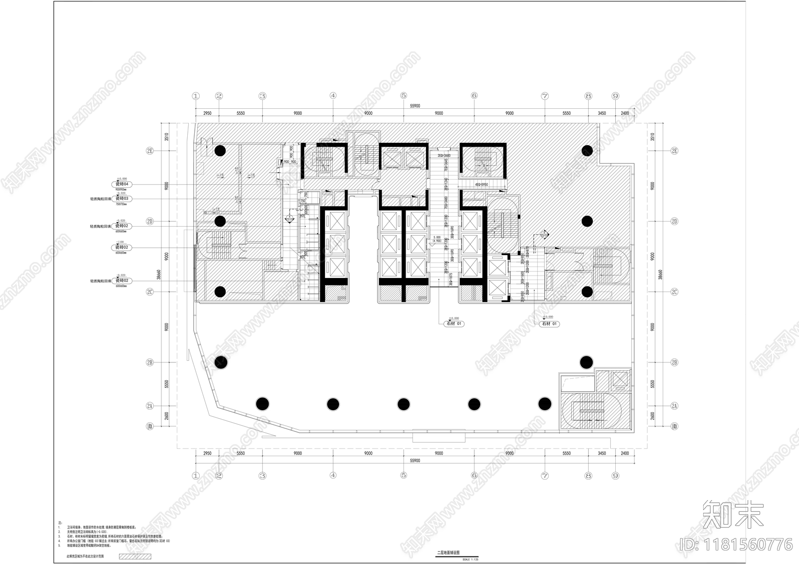 办公大堂cad施工图下载【ID:1181560776】