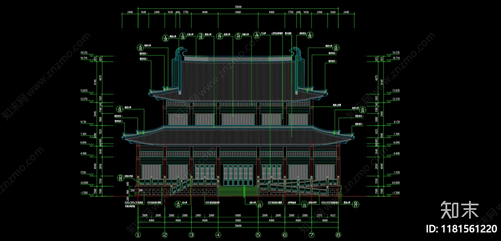 中式禅意古建施工图下载【ID:1181561220】
