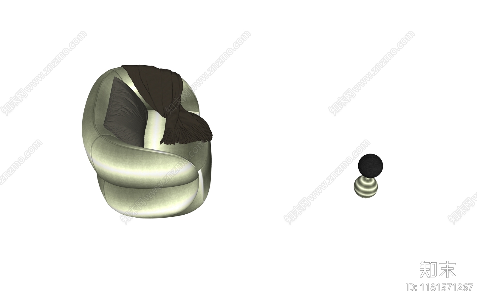 现代轻奢单人沙发SU模型下载【ID:1181571267】