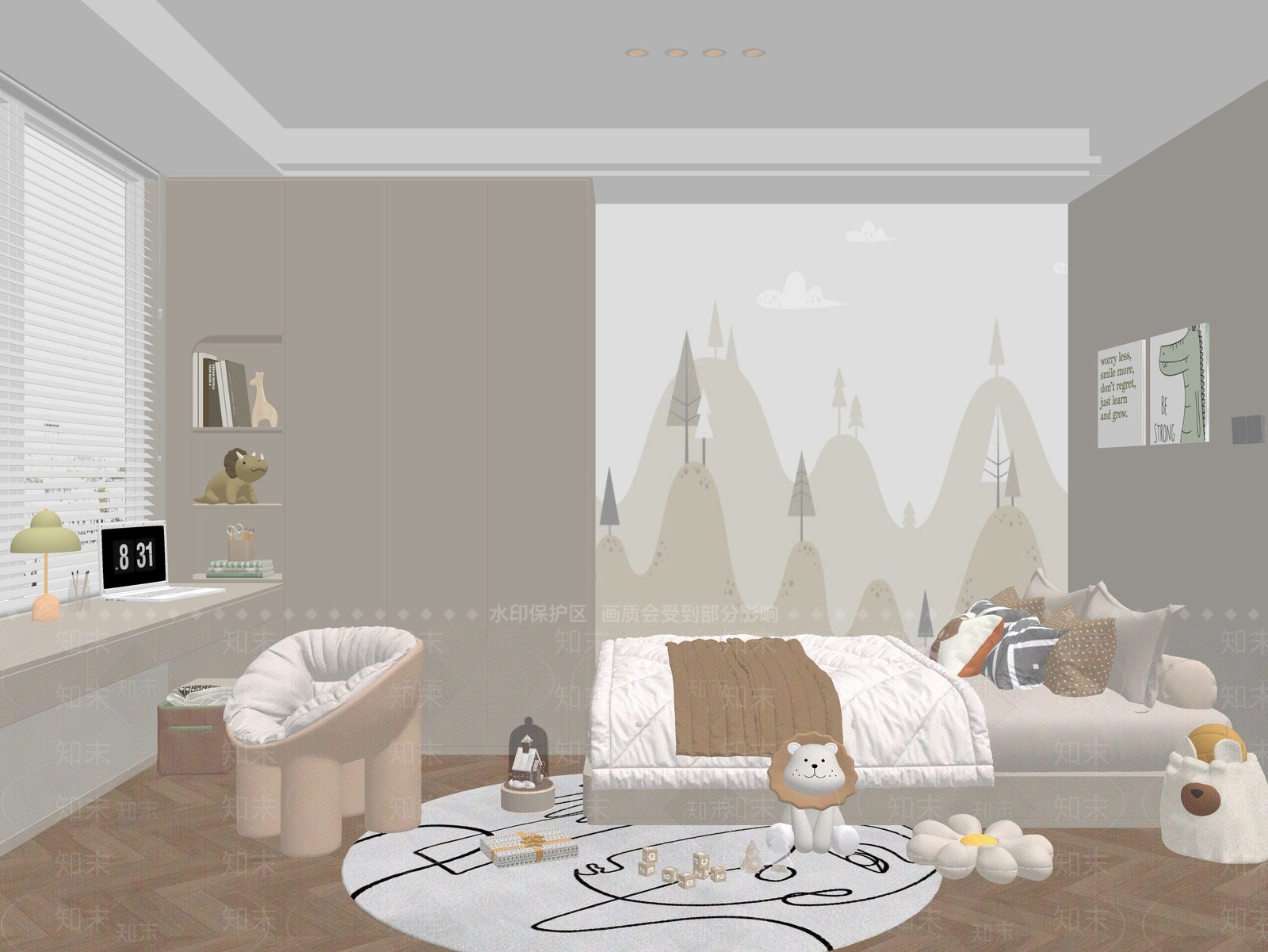 现代通用儿童房SU模型下载【ID:1181573415】