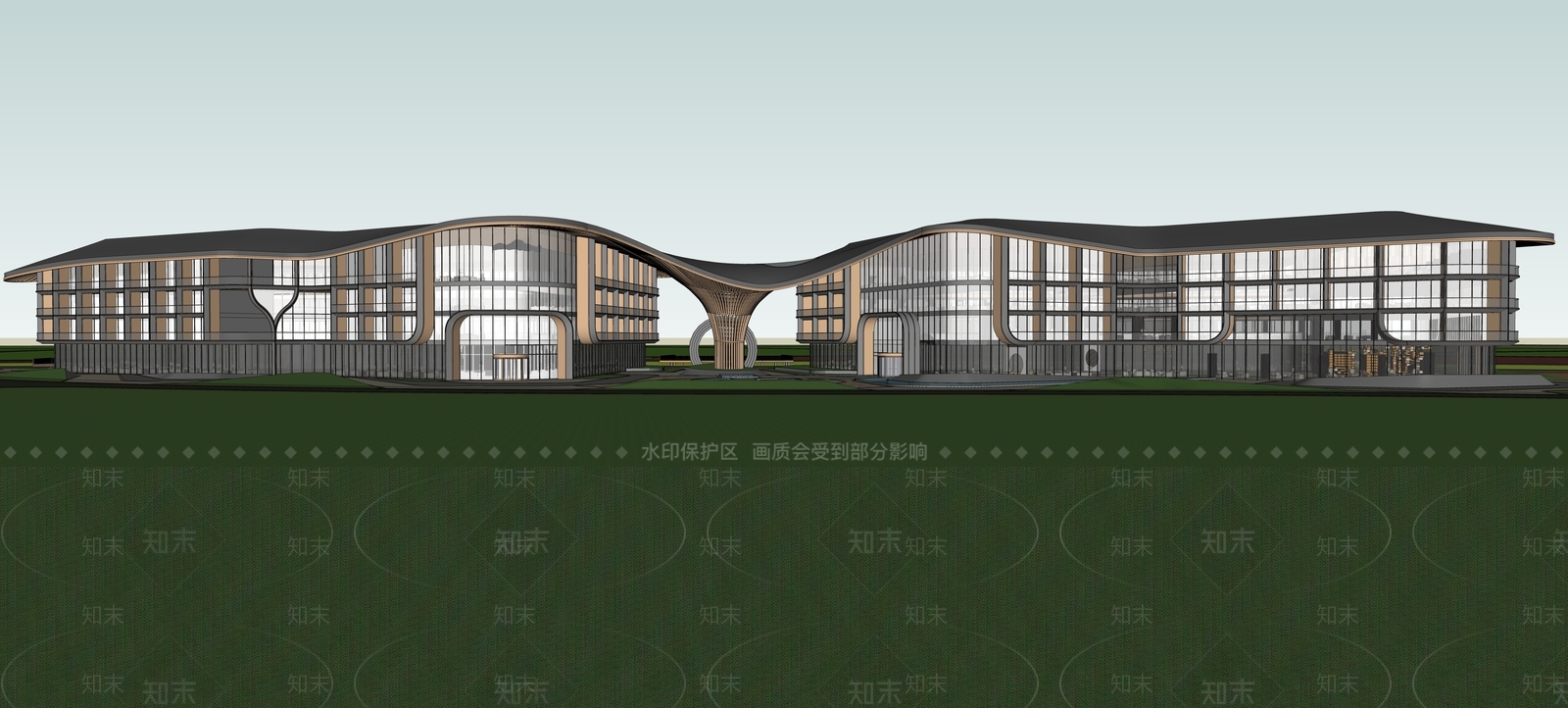 新中式中式风格建筑SU模型下载【ID:1181574619】
