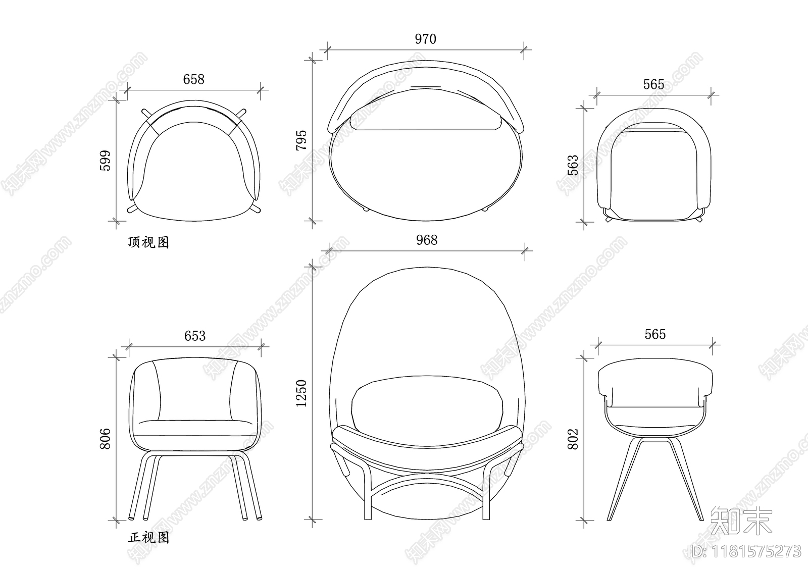 现代椅子施工图下载【ID:1181575273】