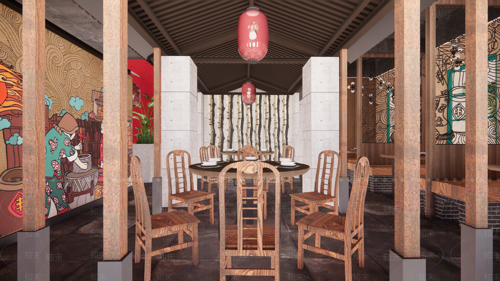 复古茶餐厅SU模型下载【ID:1181575319】