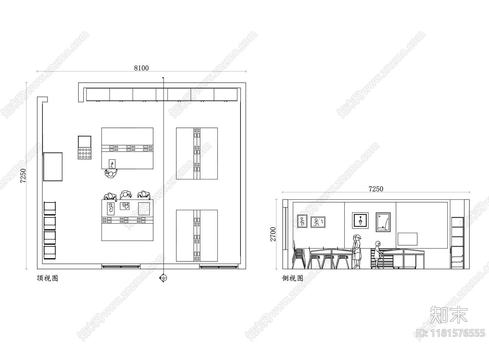 现代画室cad施工图下载【ID:1181576555】