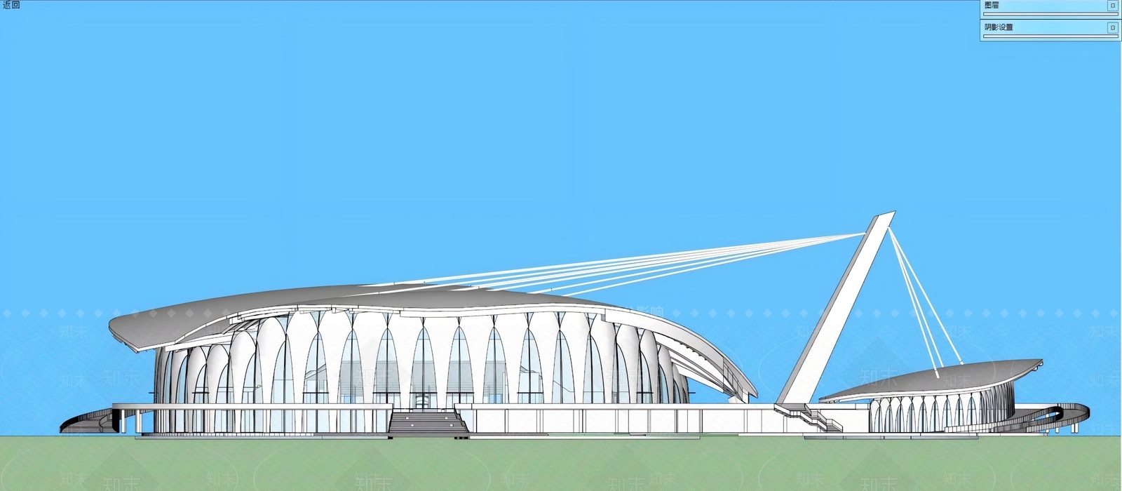 现代体育建筑SU模型下载【ID:1181583862】