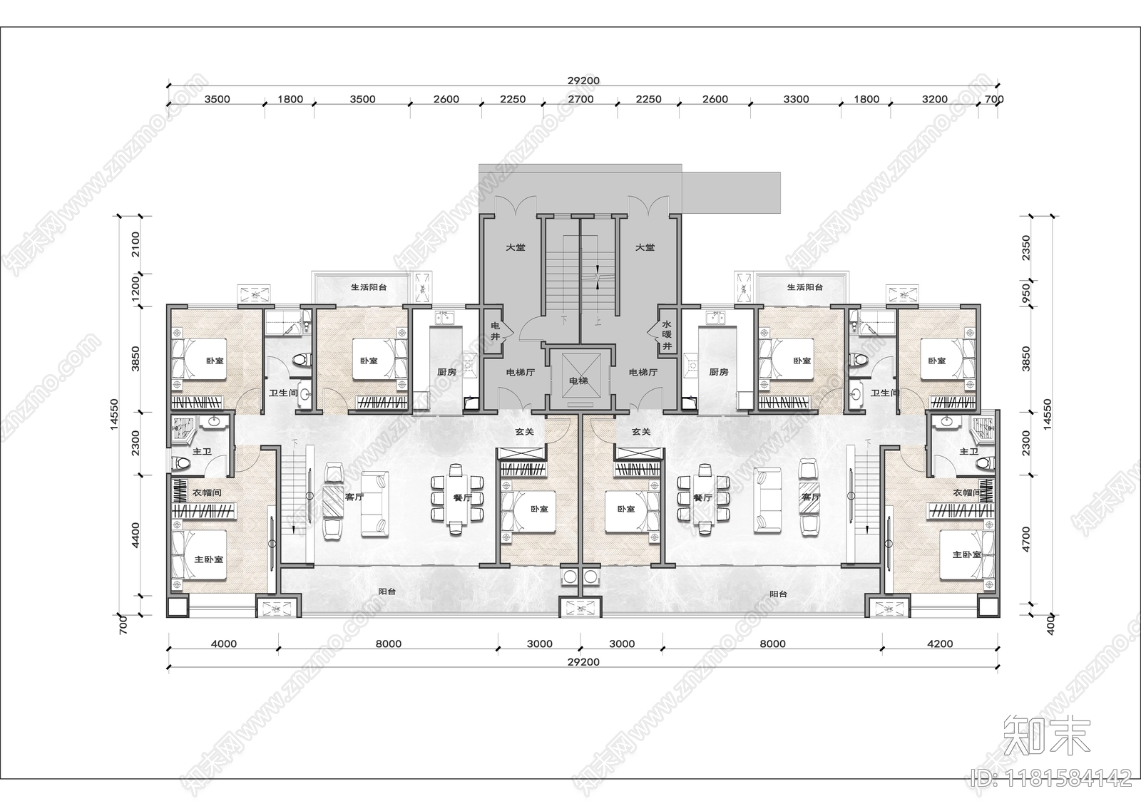 现代住宅楼建筑cad施工图下载【ID:1181584142】