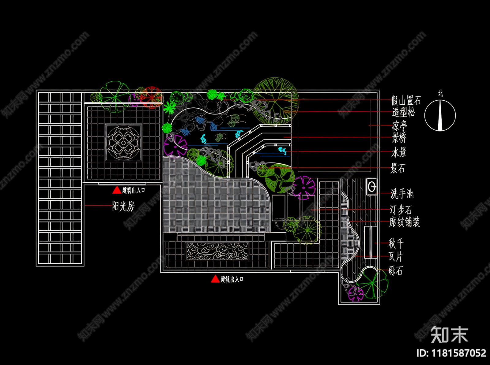 新中式中式庭院cad施工图下载【ID:1181587052】