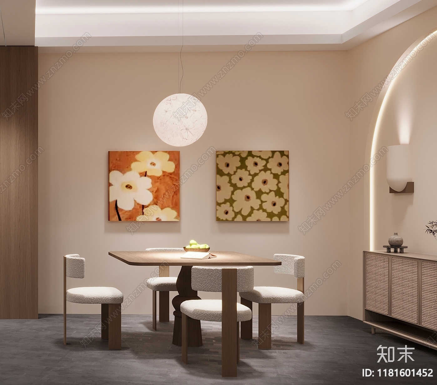 现代奶油西餐厅3D模型下载【ID:1181601452】