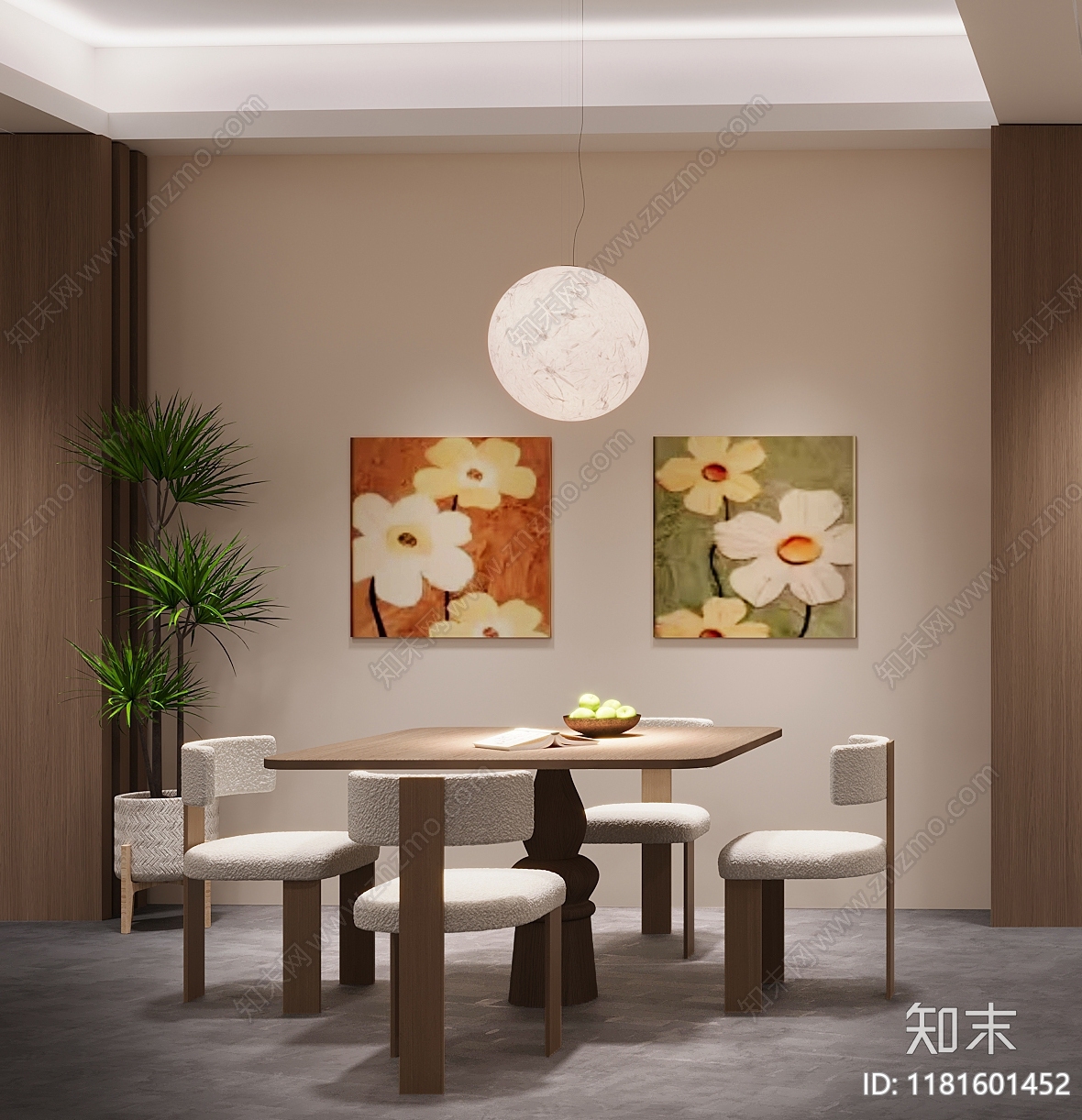 现代奶油西餐厅3D模型下载【ID:1181601452】