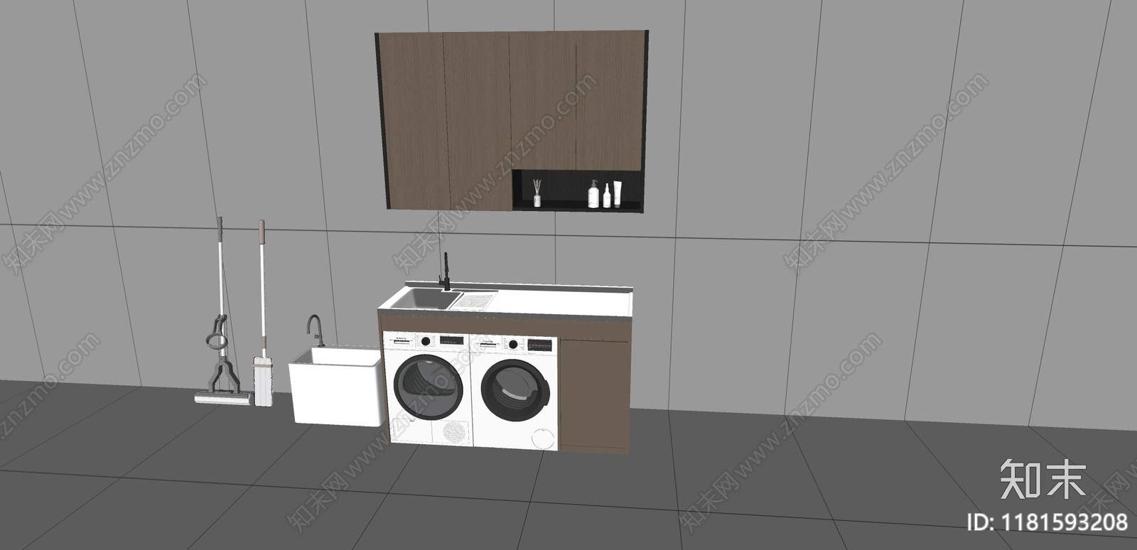 现代洗衣机柜SU模型下载【ID:1181593208】