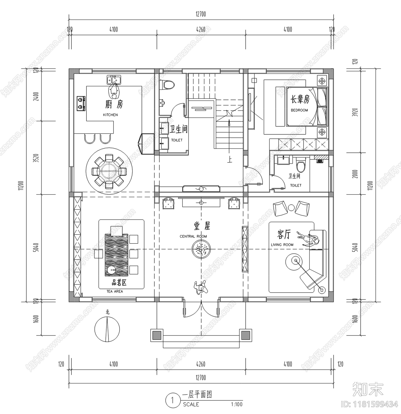 现代别墅建筑施工图下载【ID:1181599434】