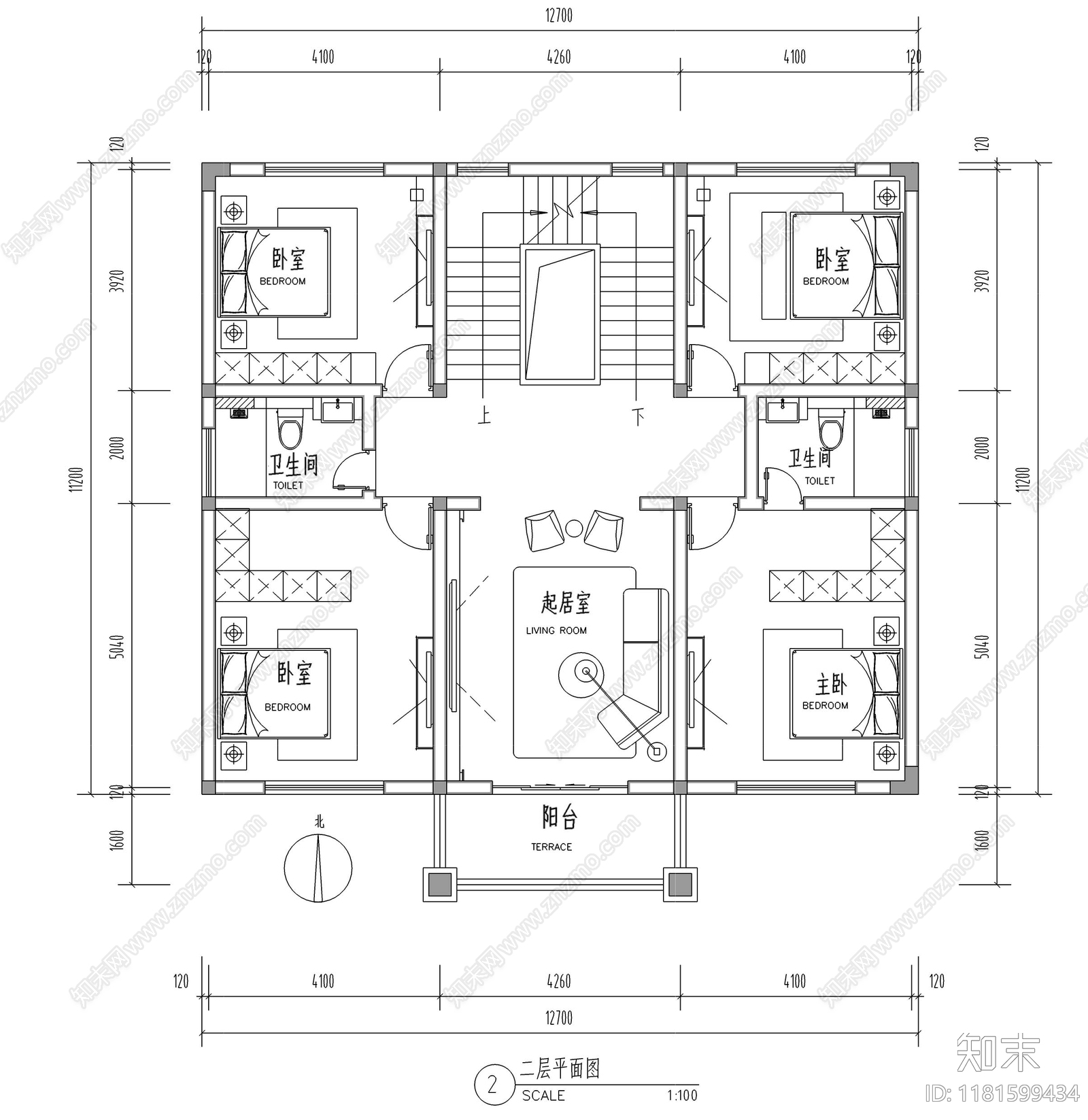 现代别墅建筑cad施工图下载【ID:1181599434】