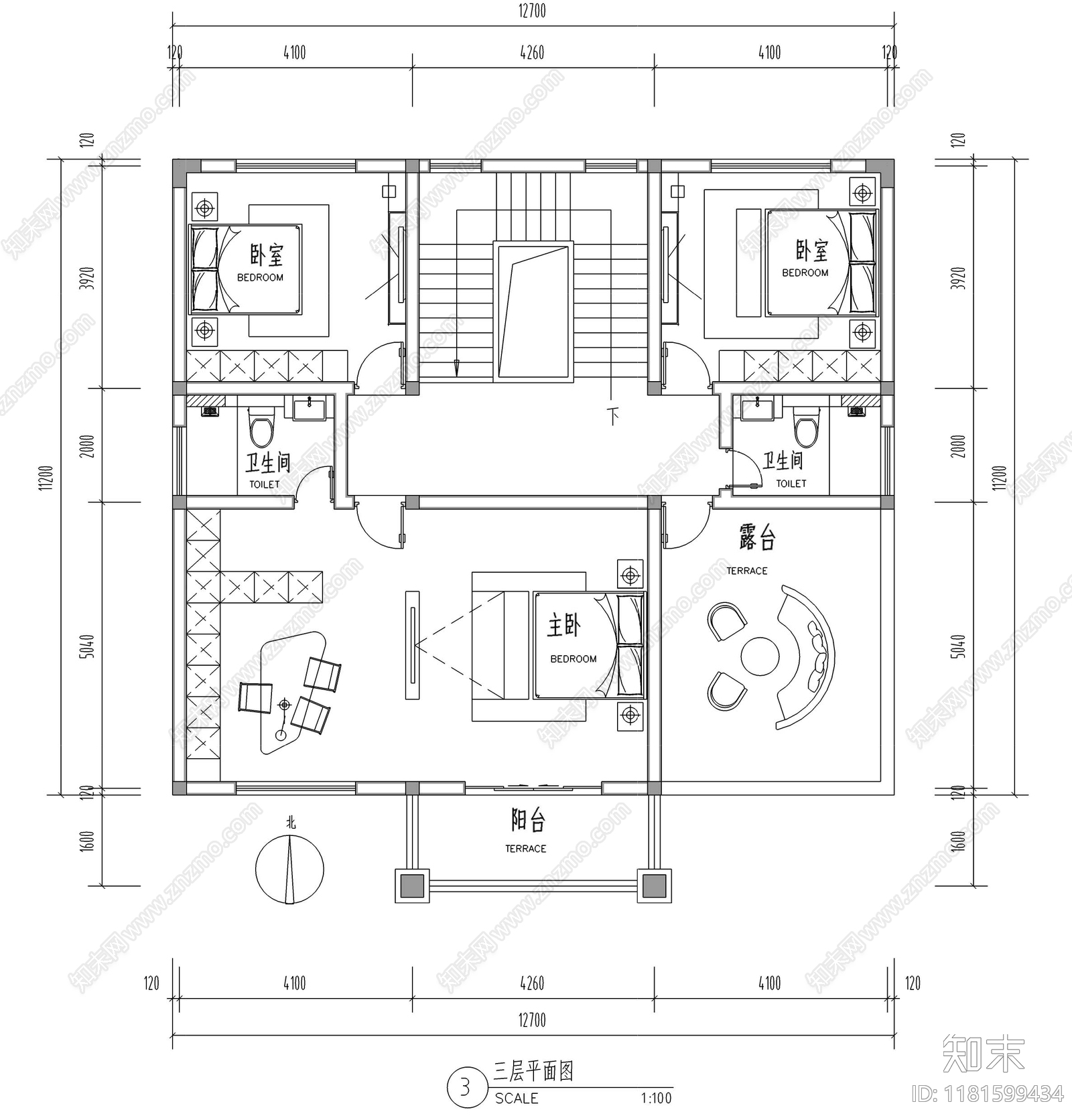 现代别墅建筑cad施工图下载【ID:1181599434】