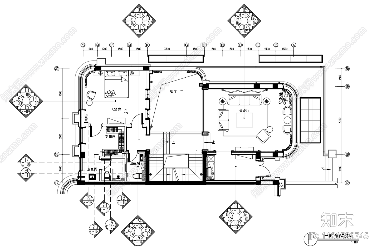 别墅cad施工图下载【ID:1181599745】