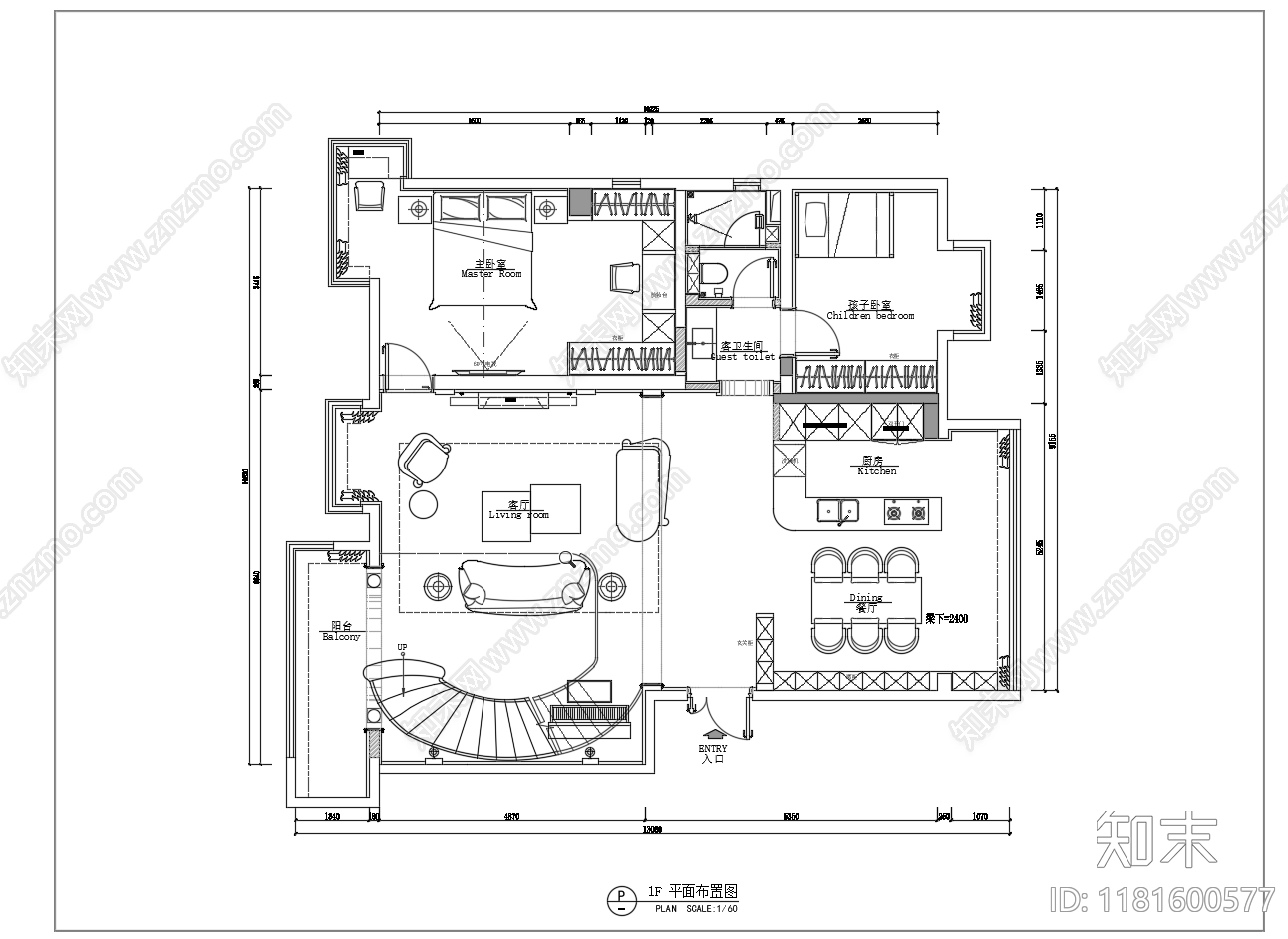 别墅cad施工图下载【ID:1181600577】