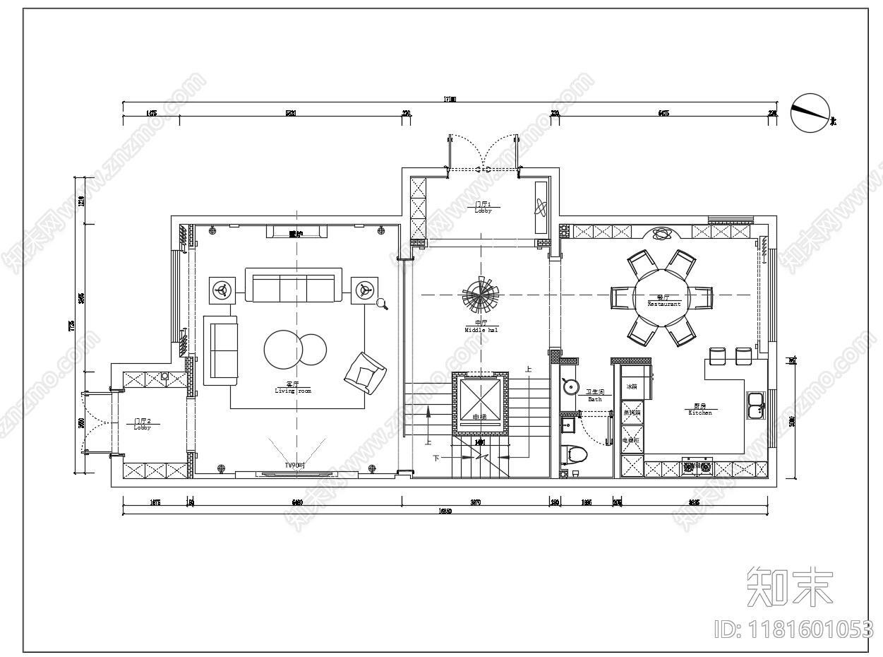 别墅cad施工图下载【ID:1181601053】