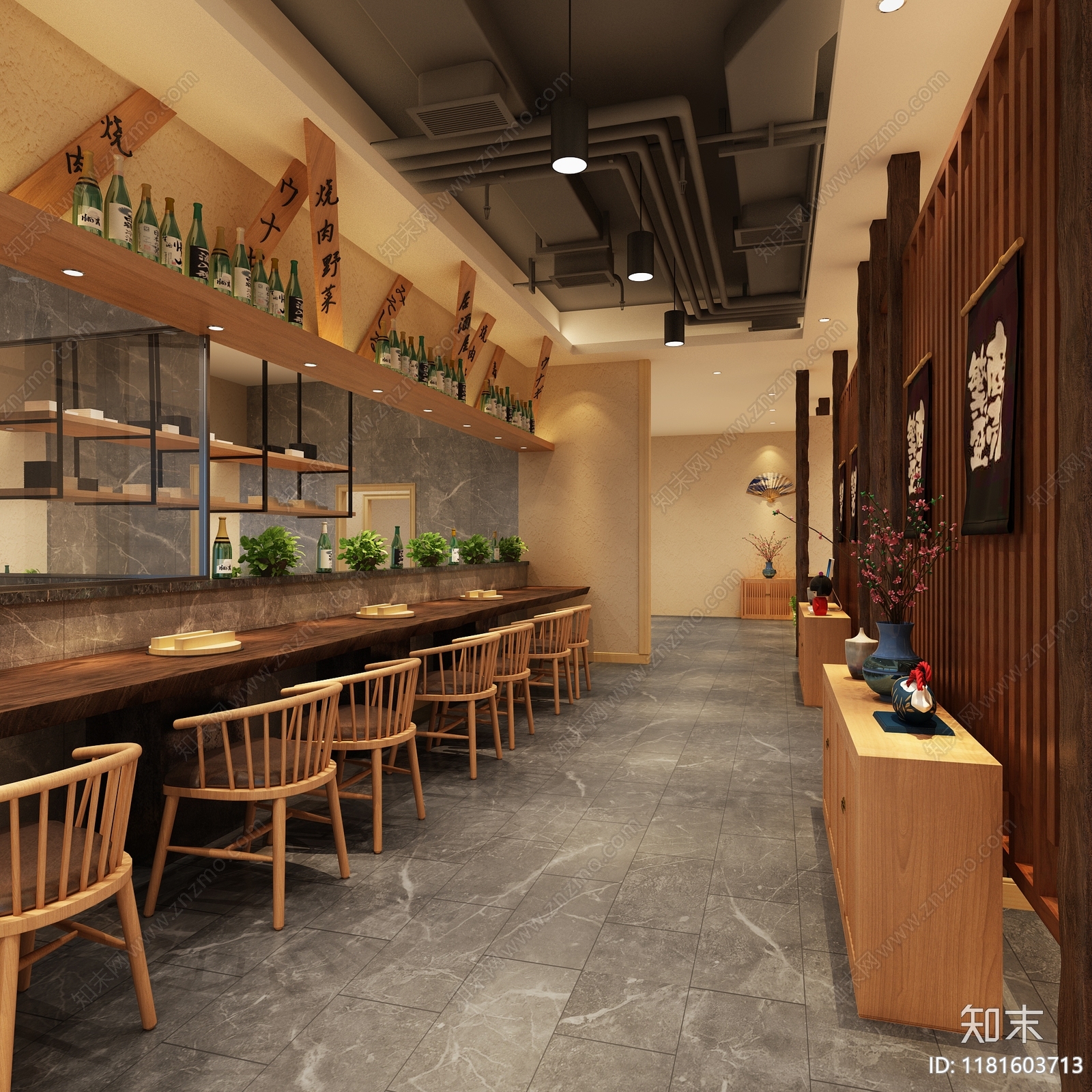 日式日料店3D模型下载【ID:1181603713】