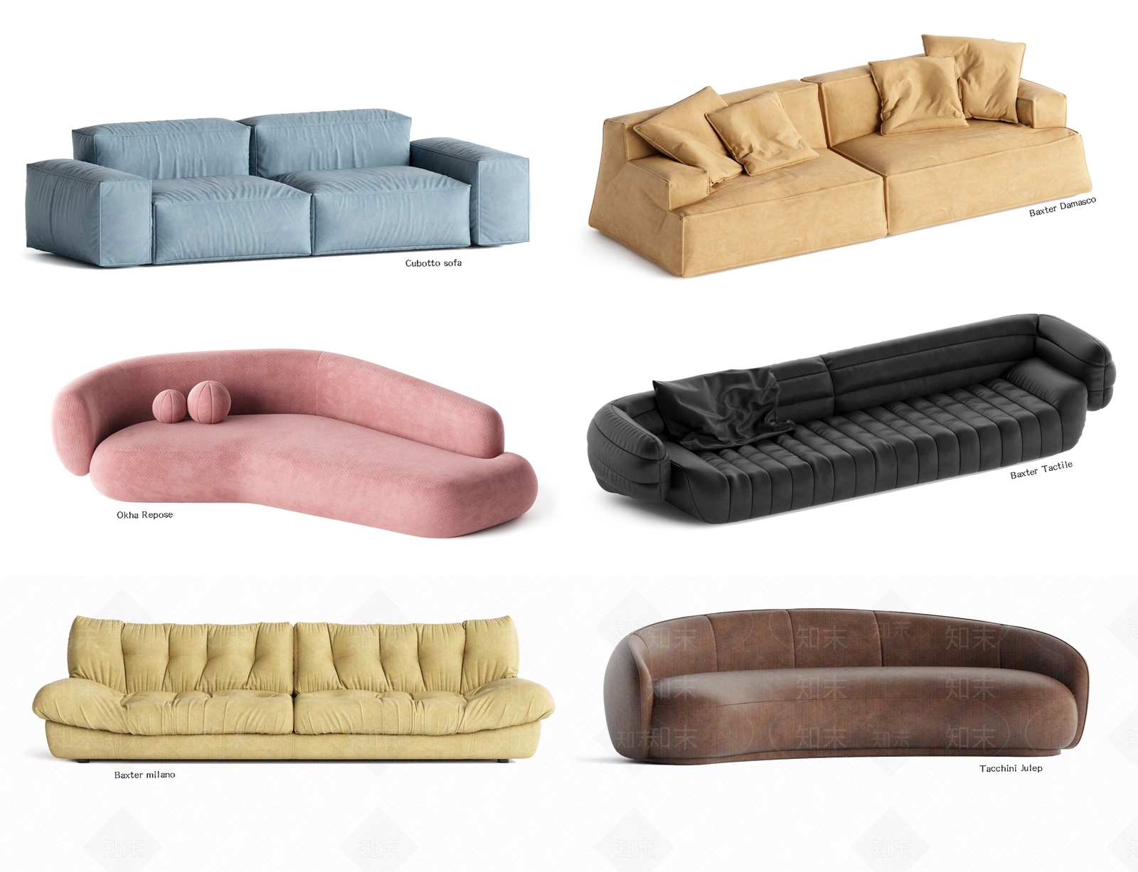 现代法式沙发组合3D模型下载【ID:1181604594】