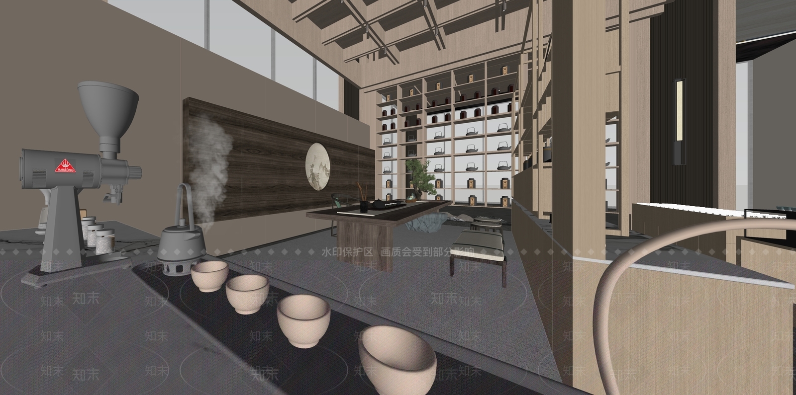 新中式中式茶水间SU模型下载【ID:1181609581】