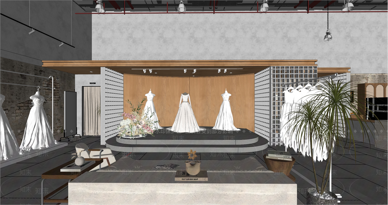 工业婚纱摄影店SU模型下载【ID:1181614516】