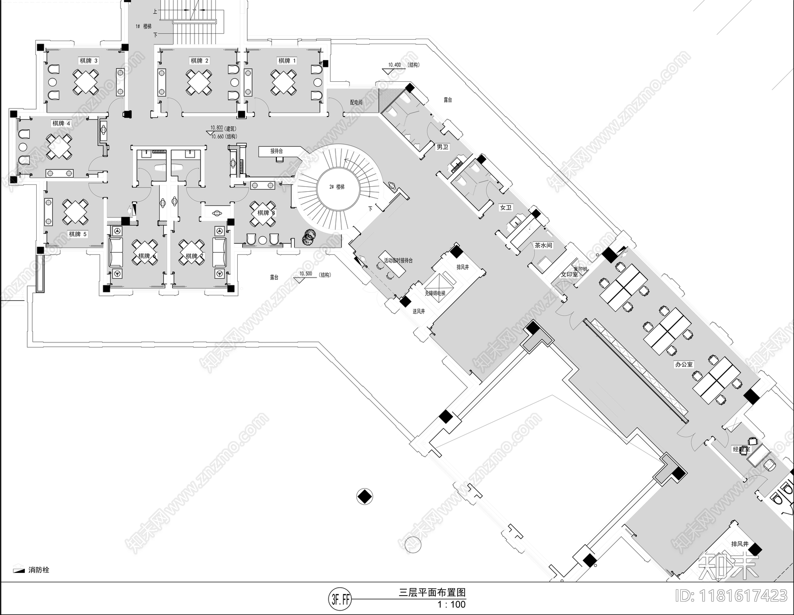 现代棋牌室cad施工图下载【ID:1181617423】