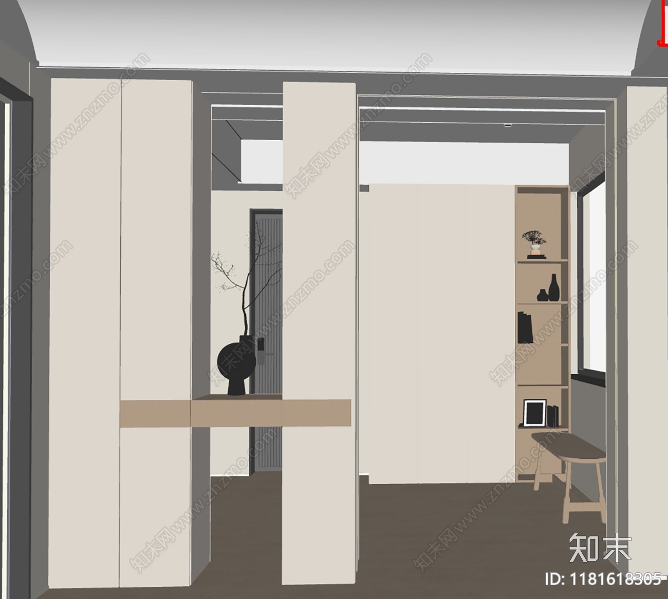 原木北欧玄关SU模型下载【ID:1181618305】