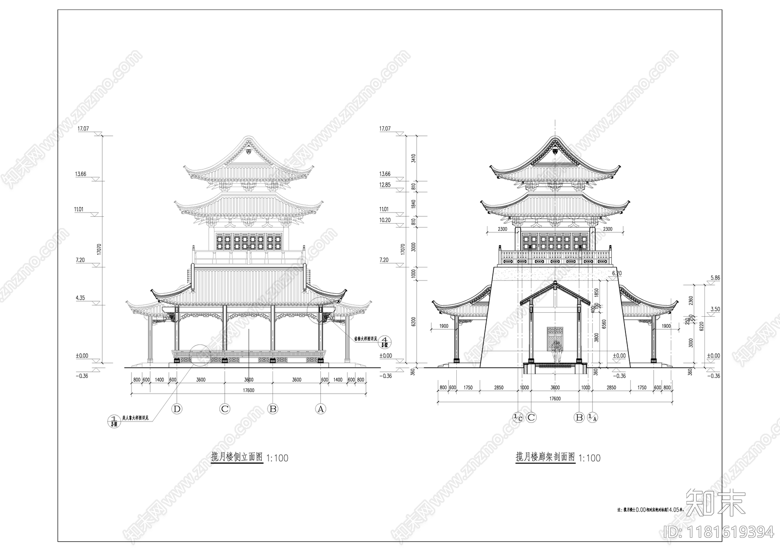 现代廊架cad施工图下载【ID:1181619394】