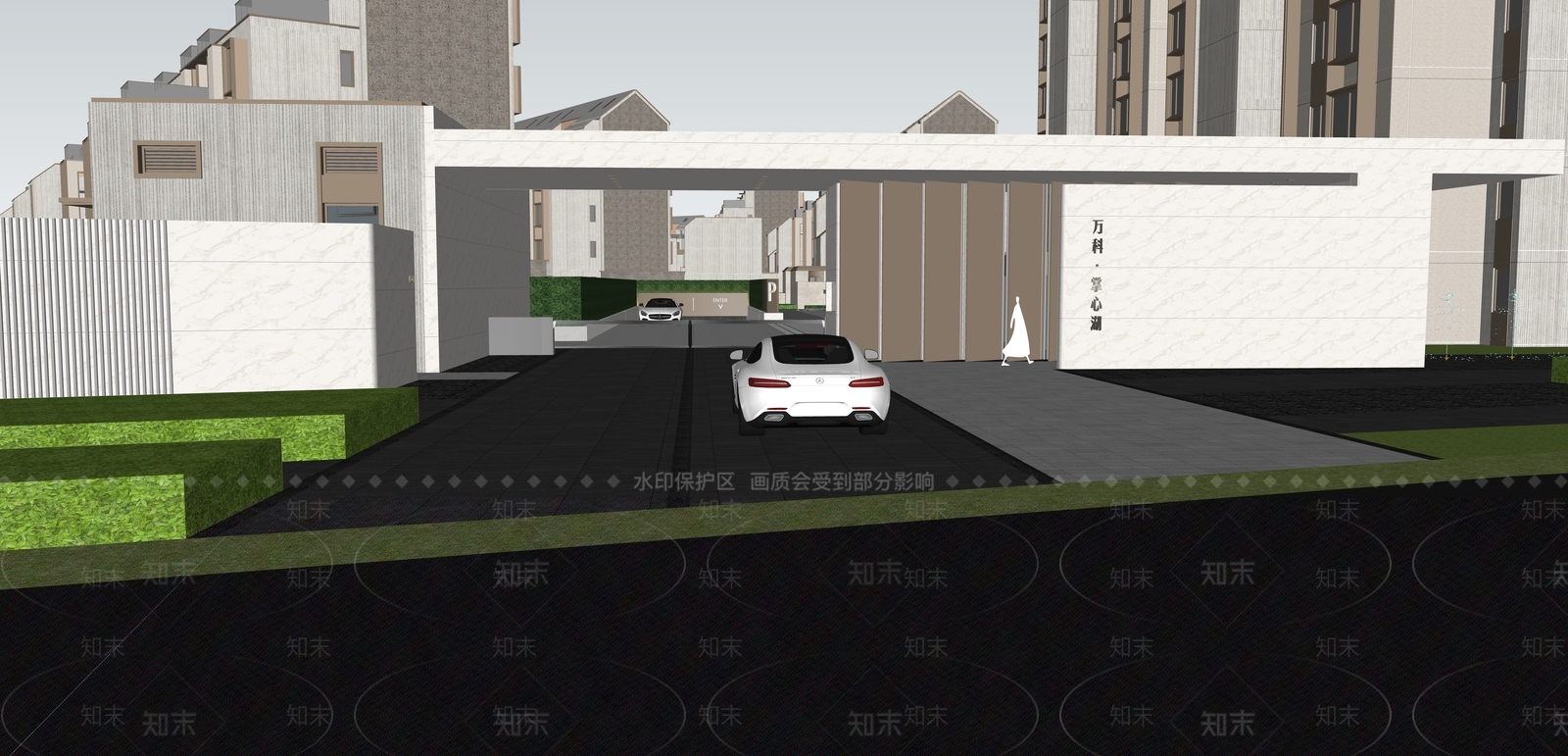 现代小区景观SU模型下载【ID:1181627735】