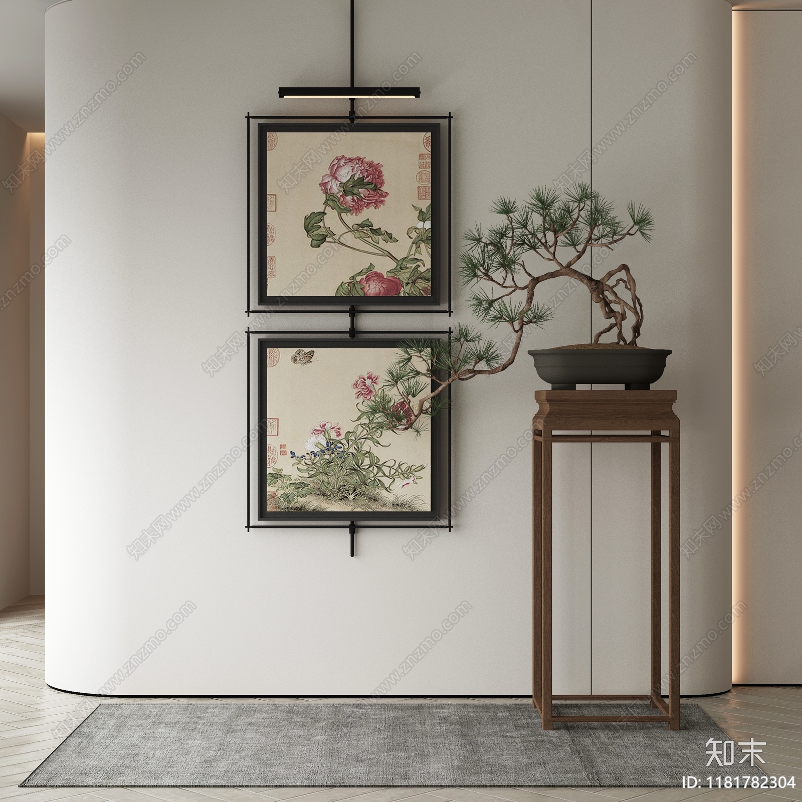 新中式中式挂画3D模型下载【ID:1181782304】