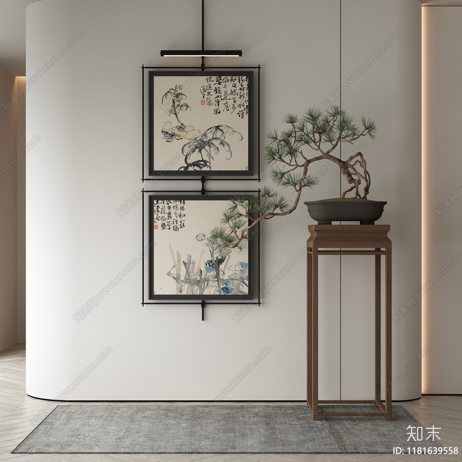 新中式中式挂画3D模型下载【ID:1181639558】