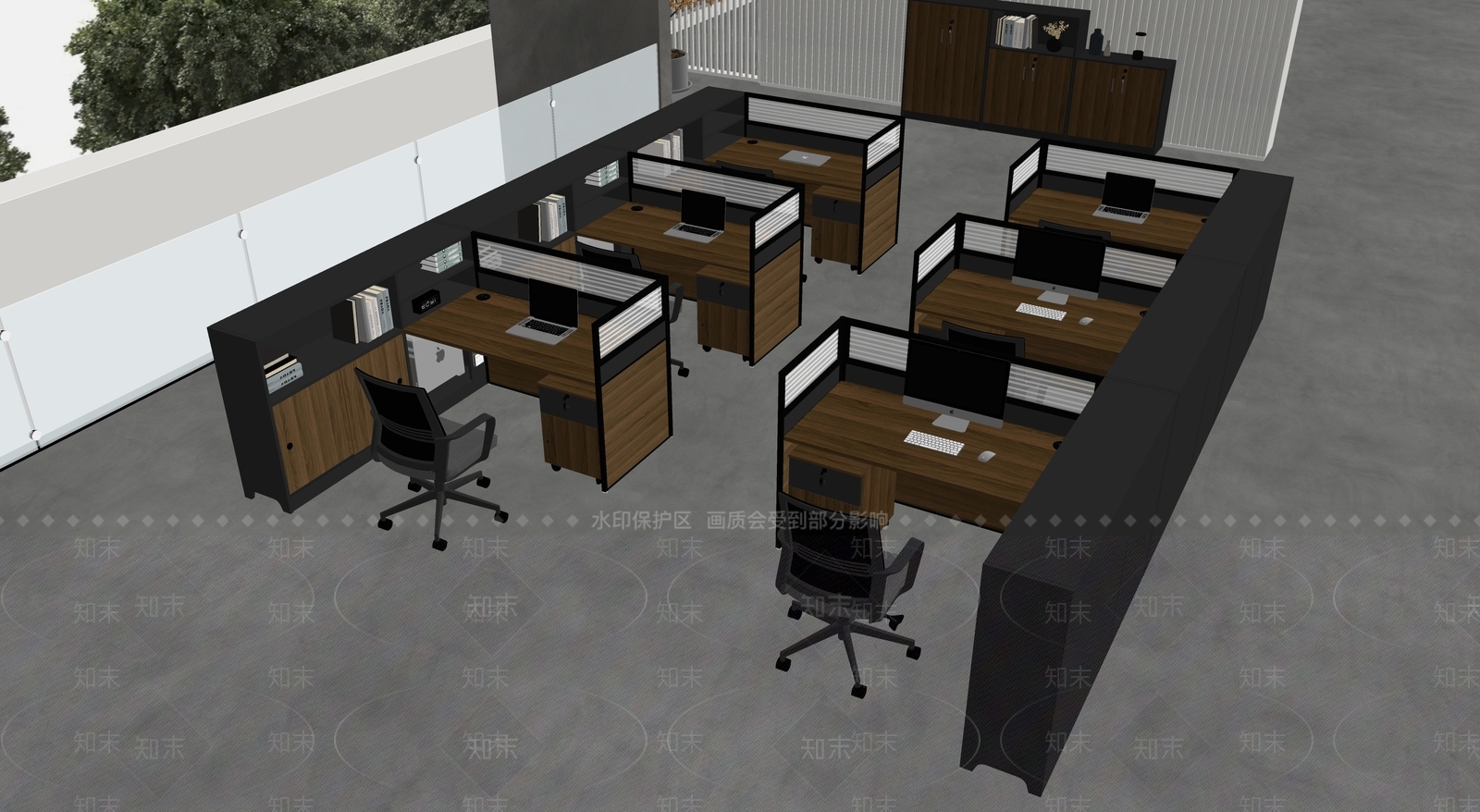 现代办公桌椅SU模型下载【ID:1181642204】