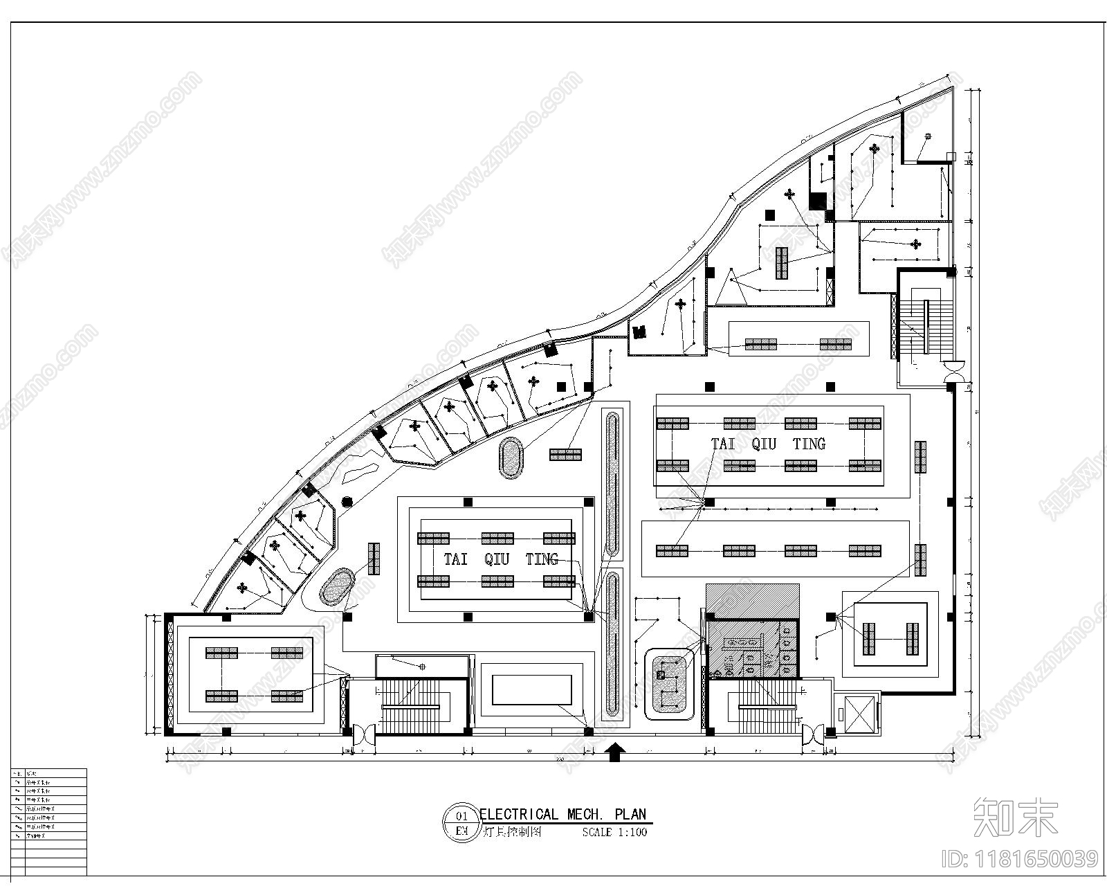 现代台球厅cad施工图下载【ID:1181650039】