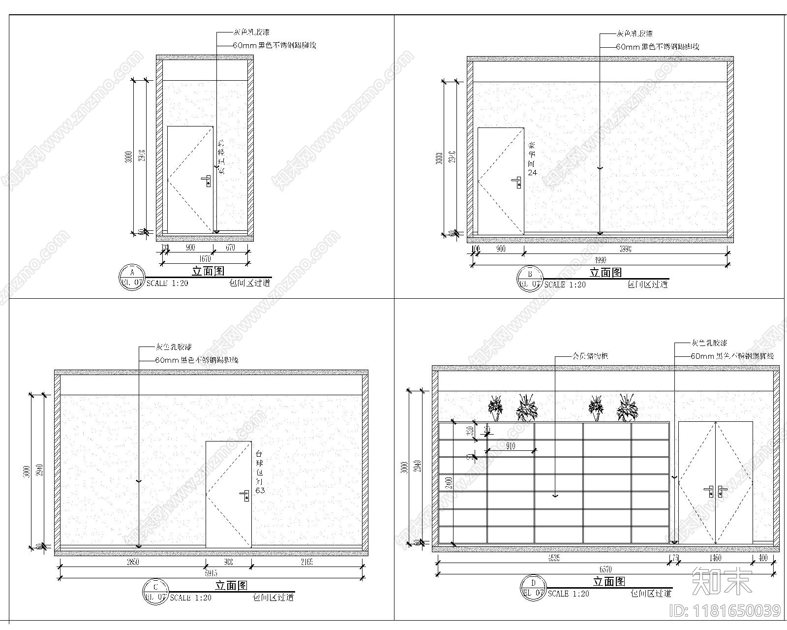现代台球厅cad施工图下载【ID:1181650039】