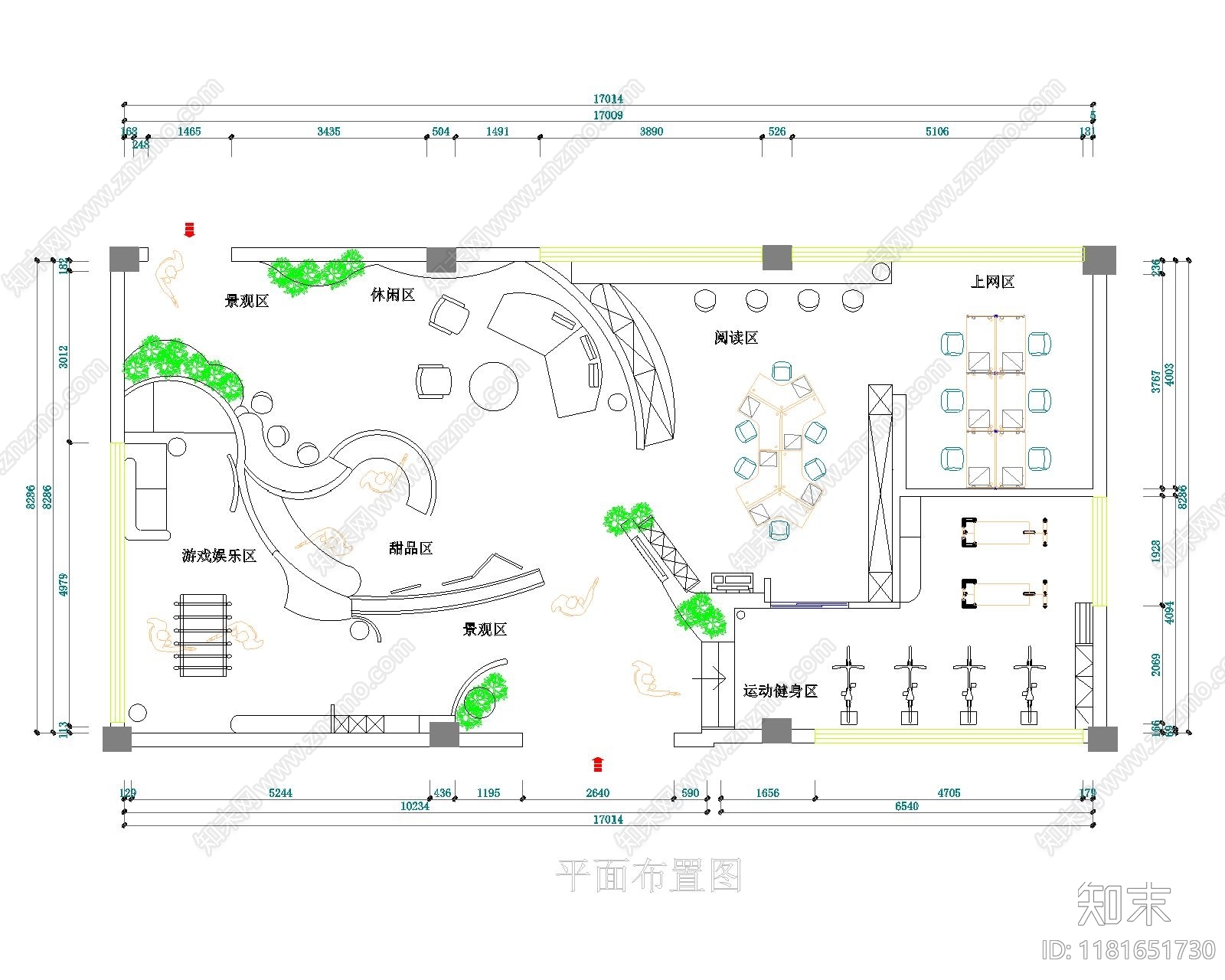 现代活动中心cad施工图下载【ID:1181651730】