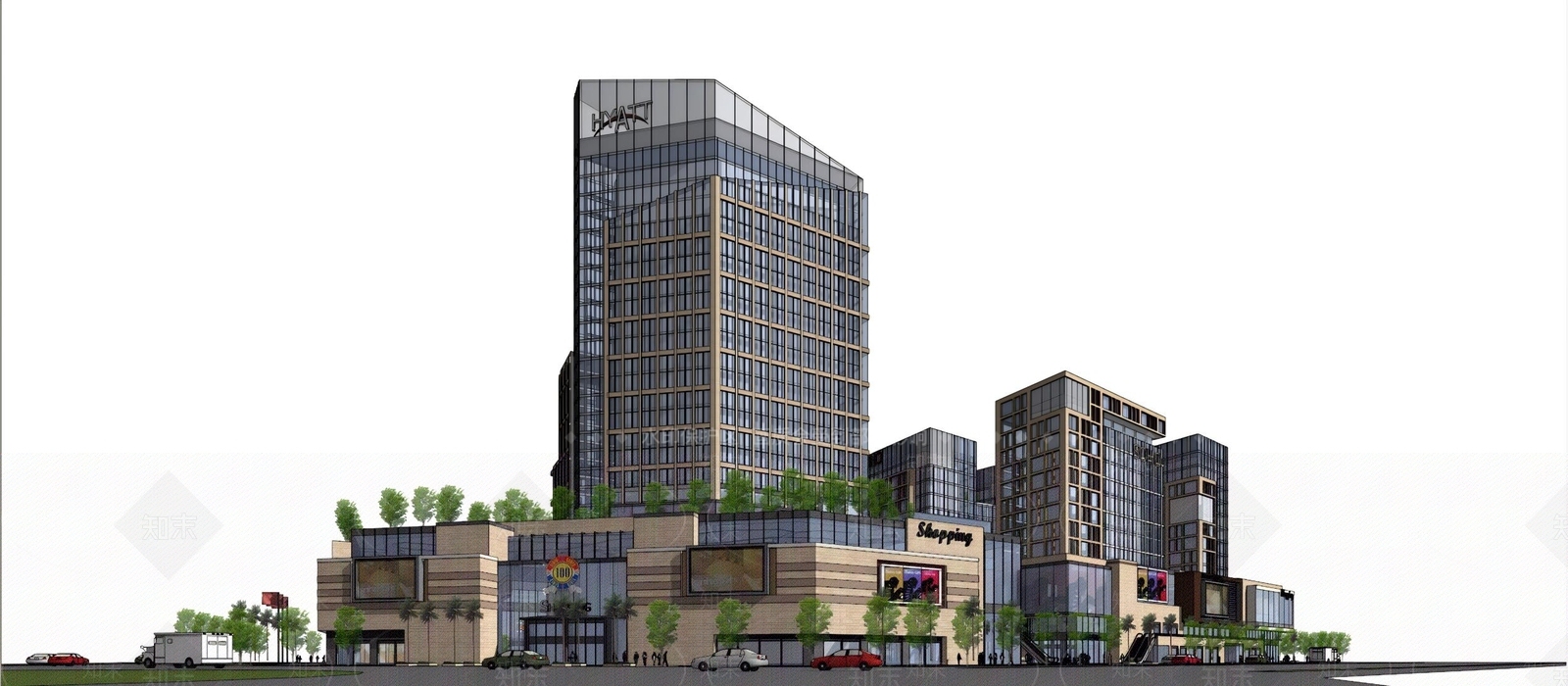 现代商场建筑SU模型下载【ID:1181653907】