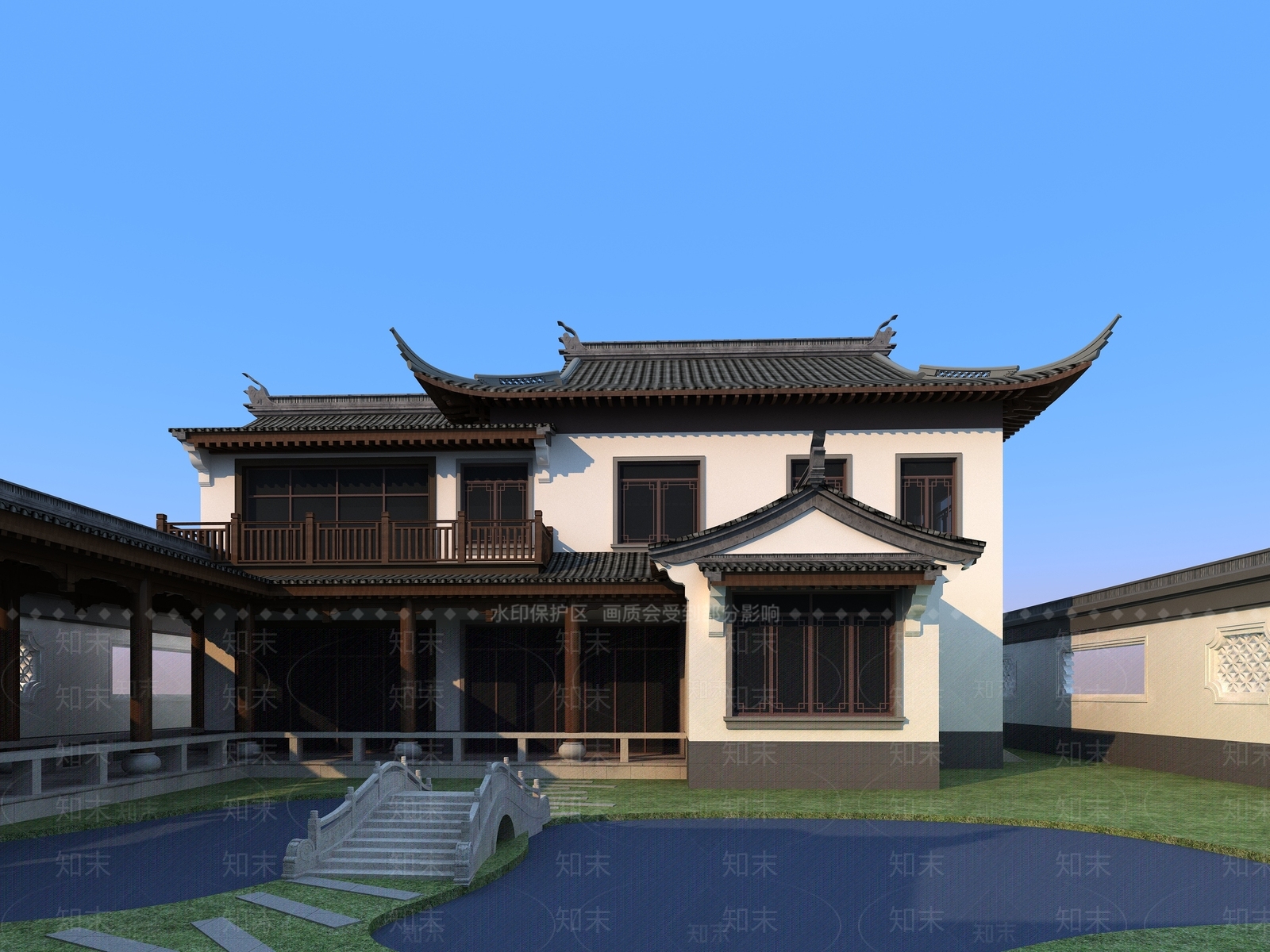 新中式中式古建3D模型下载【ID:1181656563】