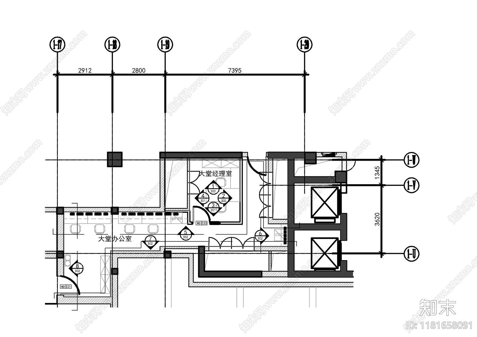 办公大堂cad施工图下载【ID:1181658091】