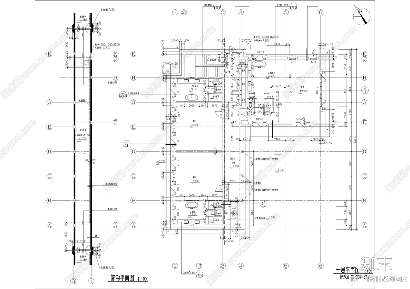 现代酒店建筑cad施工图下载【ID:1181658642】