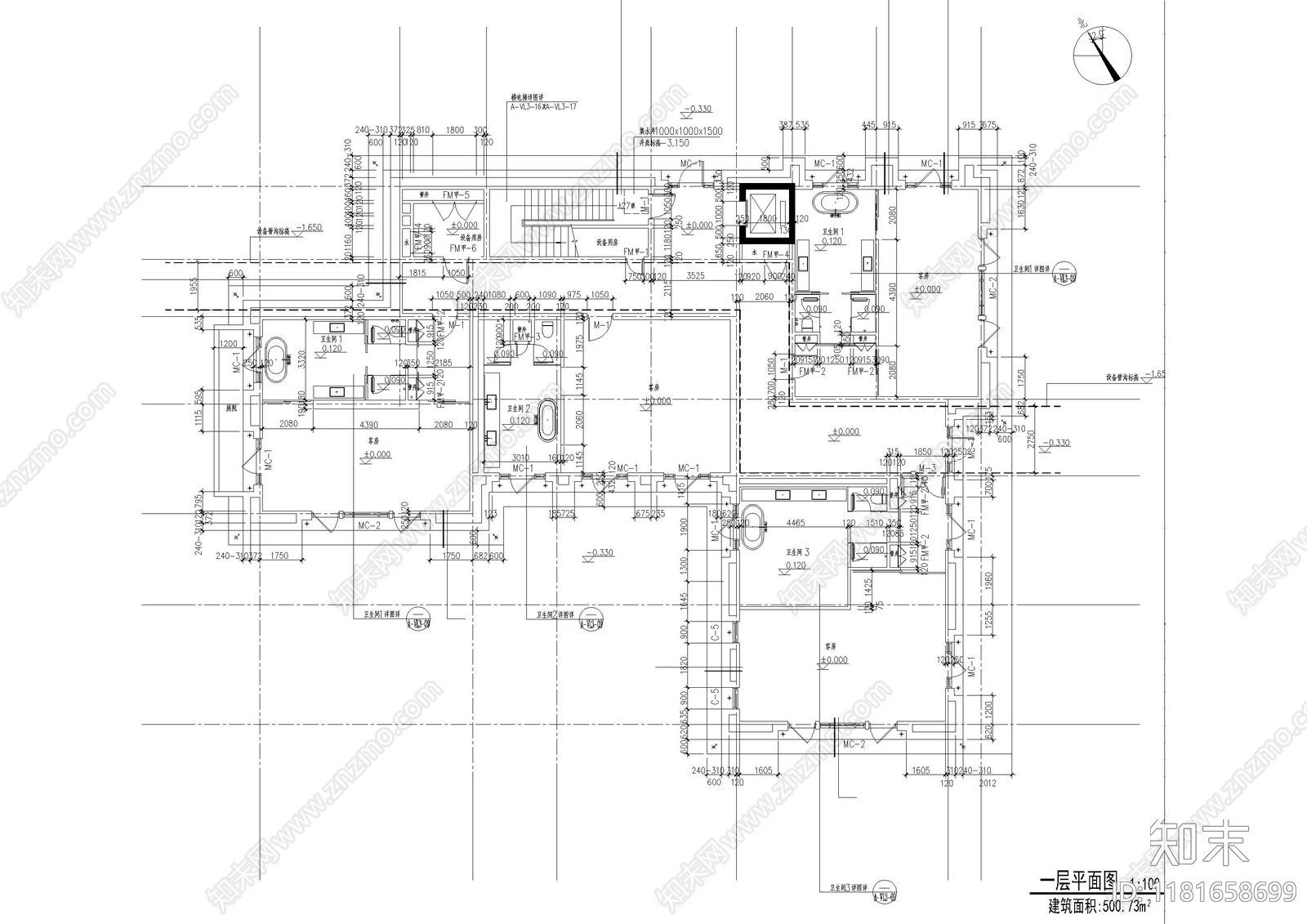 现代酒店建筑cad施工图下载【ID:1181658699】