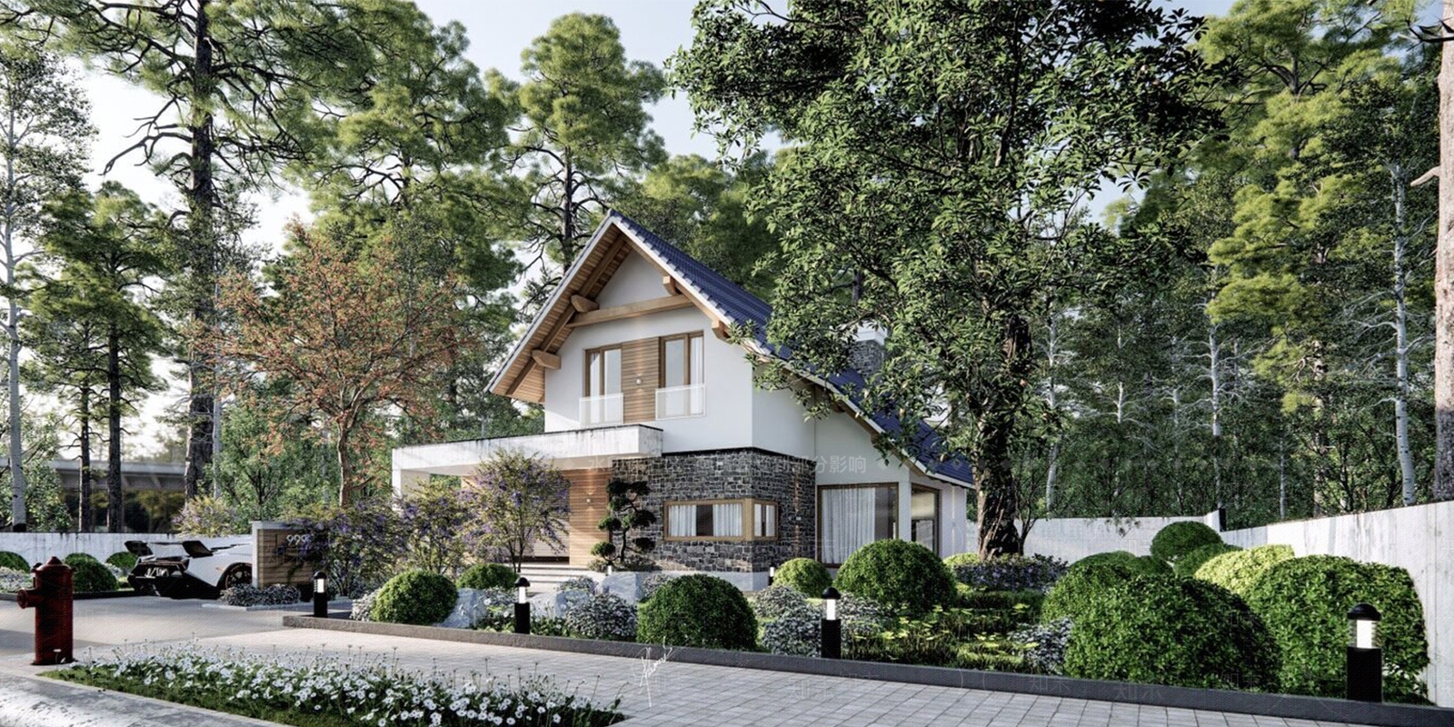 美式北欧乡村民房SU模型下载【ID:1181664811】