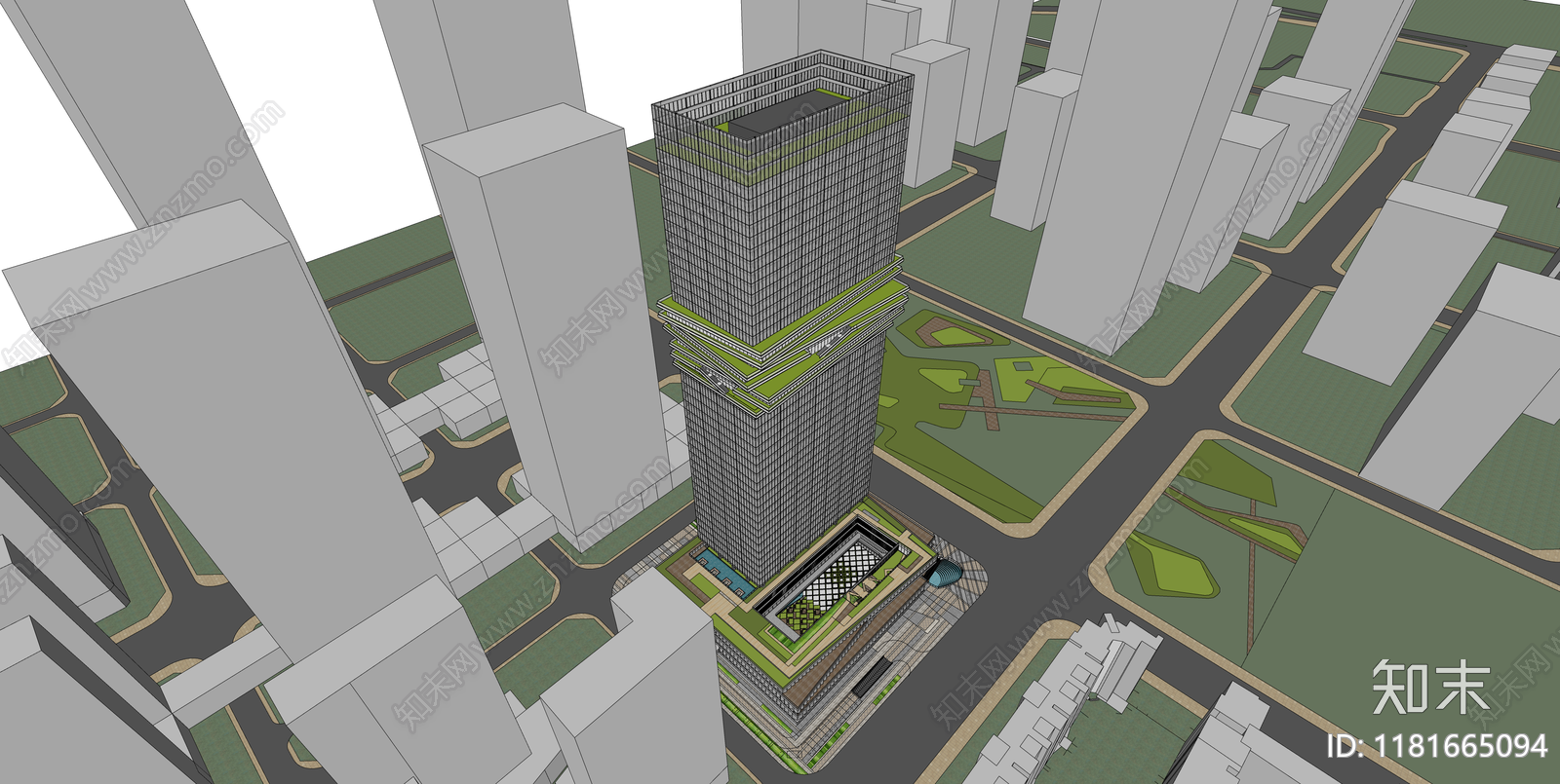 现代办公楼SU模型下载【ID:1181665094】