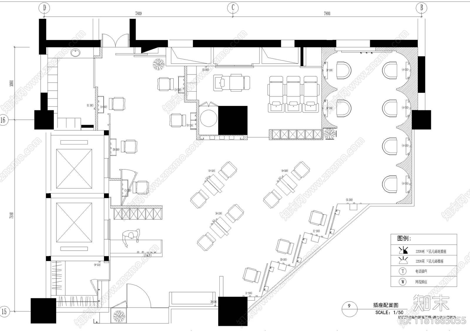现代理发店cad施工图下载【ID:1181665055】