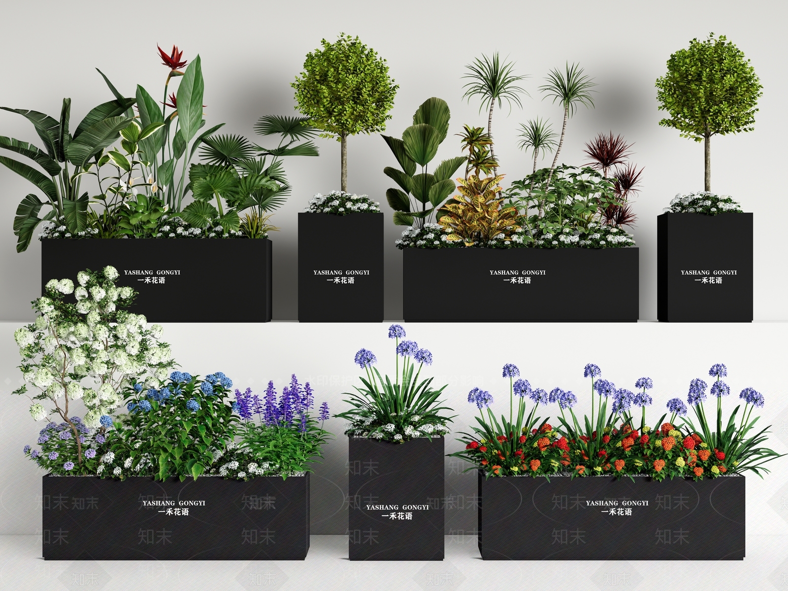 花草组合3D模型下载【ID:1181667996】