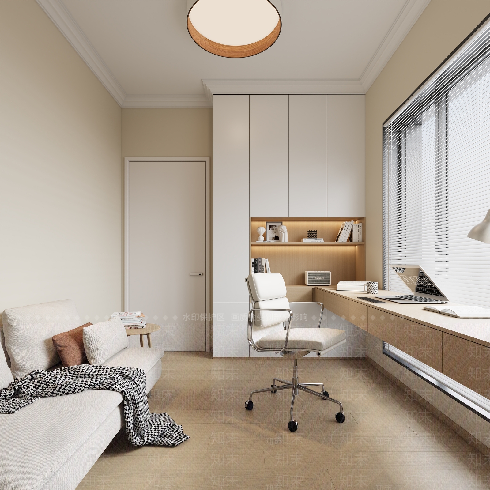 现代奶油书房3D模型下载【ID:1181681858】