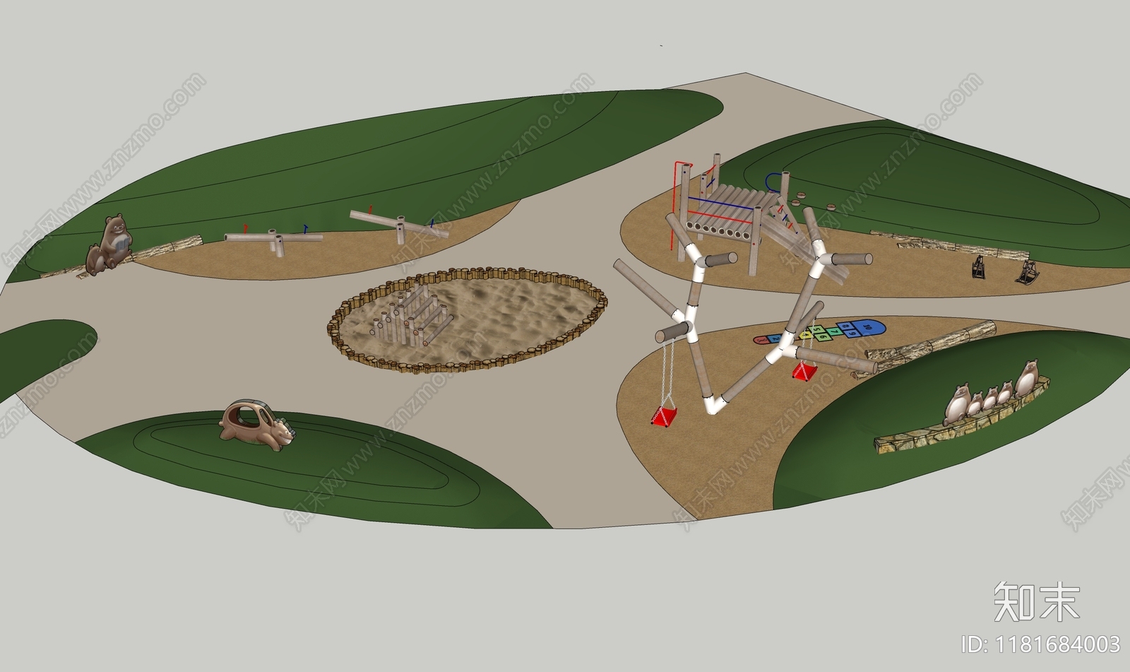 现代儿童游乐区SU模型下载【ID:1181684003】