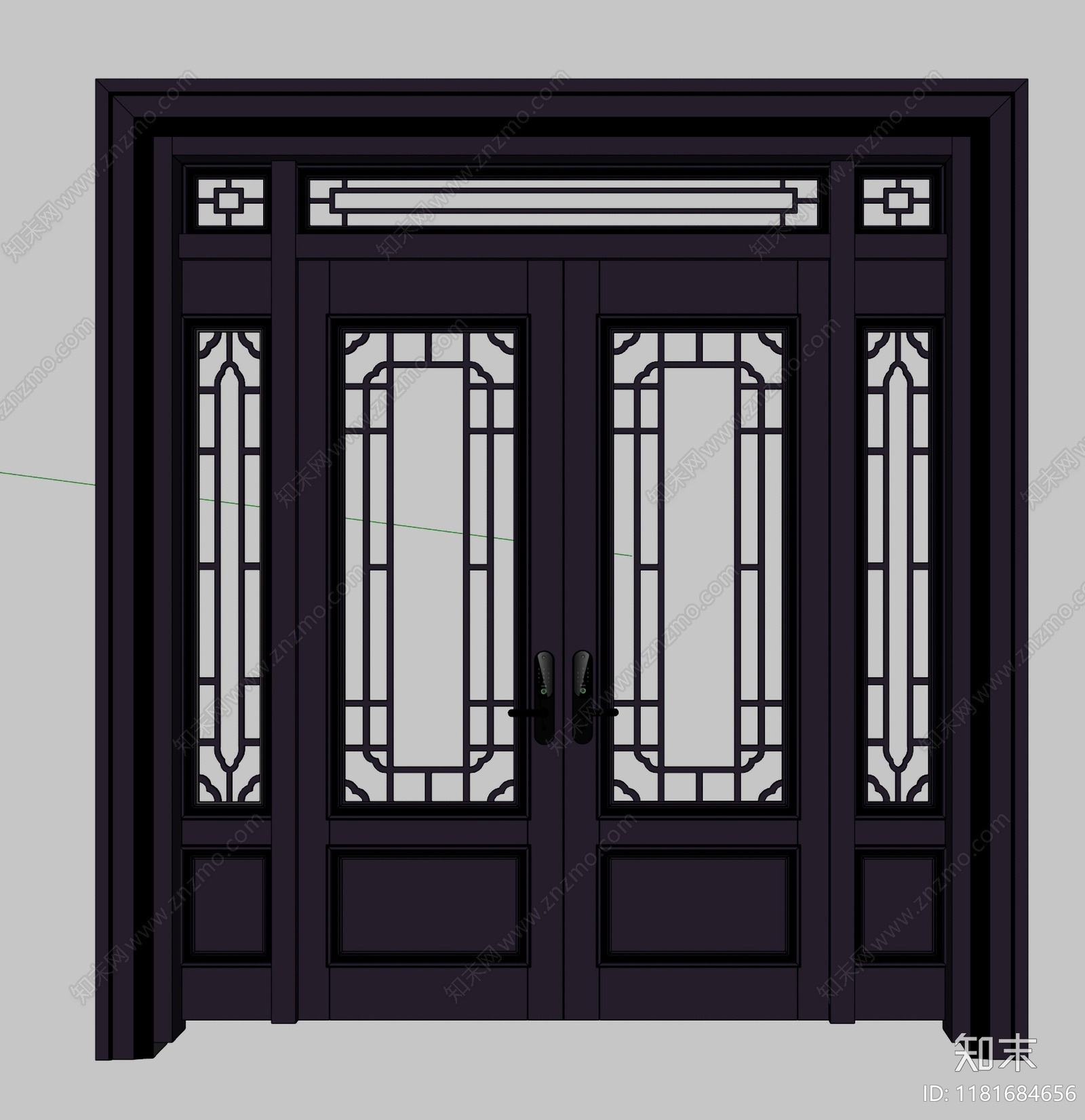 新中式双开门SU模型下载【ID:1181684656】