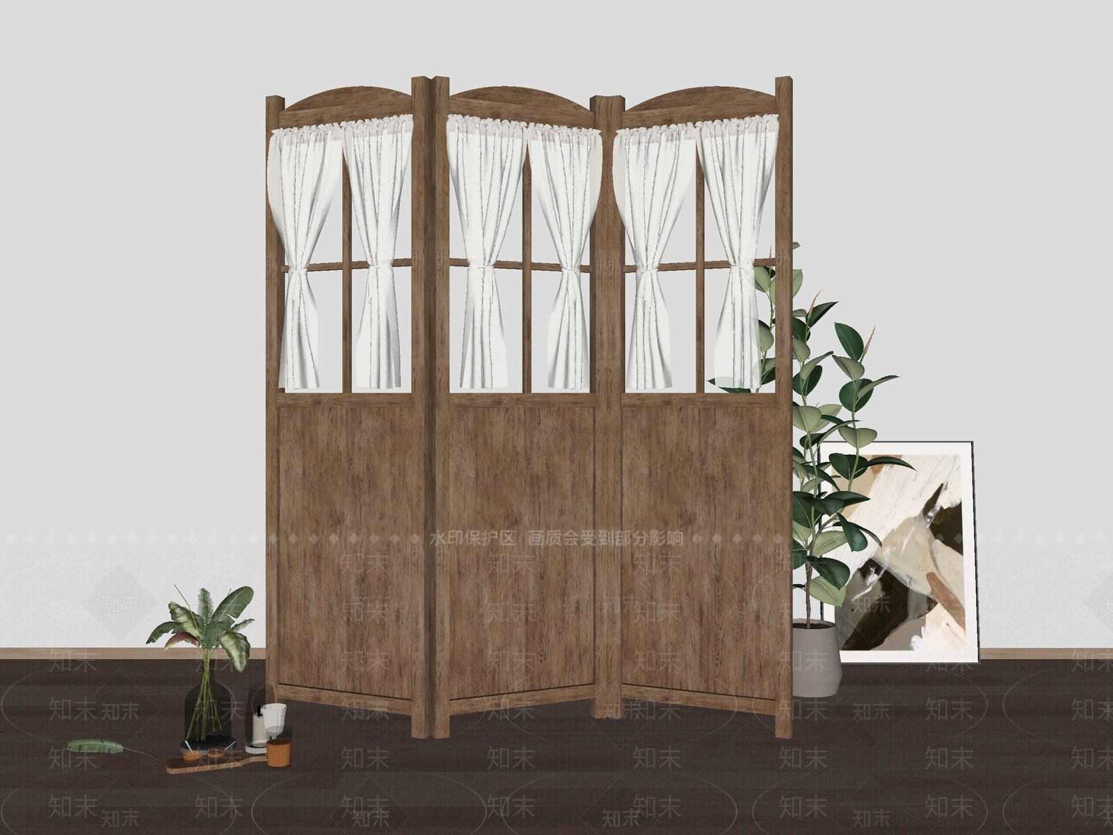 侘寂屏风SU模型下载【ID:1181687209】