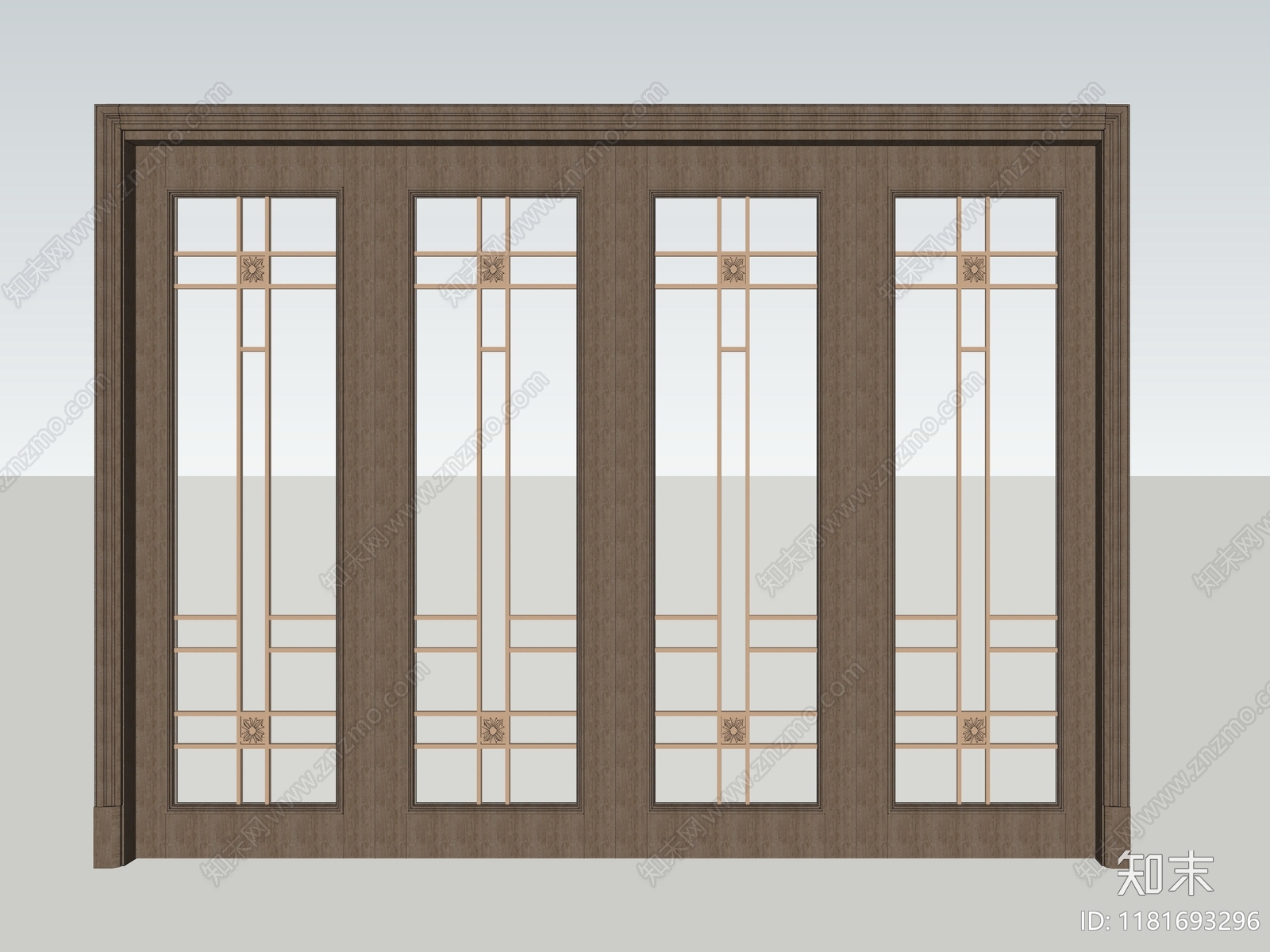 新中式中式推拉门SU模型下载【ID:1181693296】