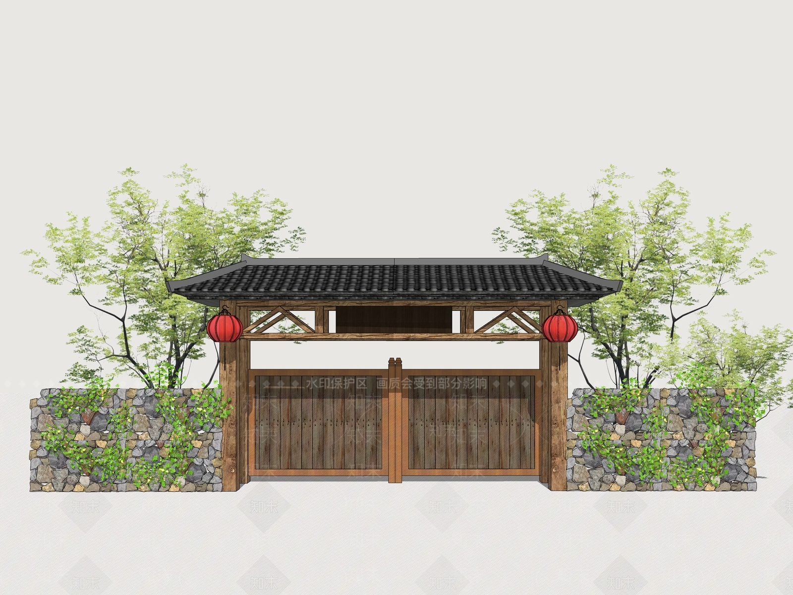 现代庭院门SU模型下载【ID:1181695233】
