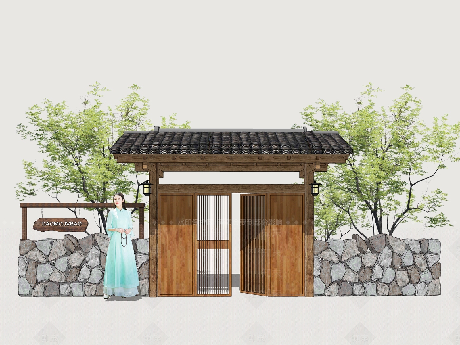 现代庭院门SU模型下载【ID:1181695323】